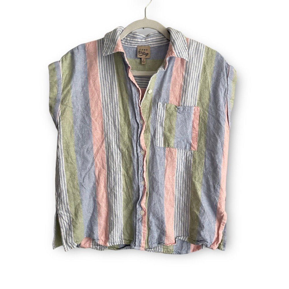 Vintage inspired linen button down shirt